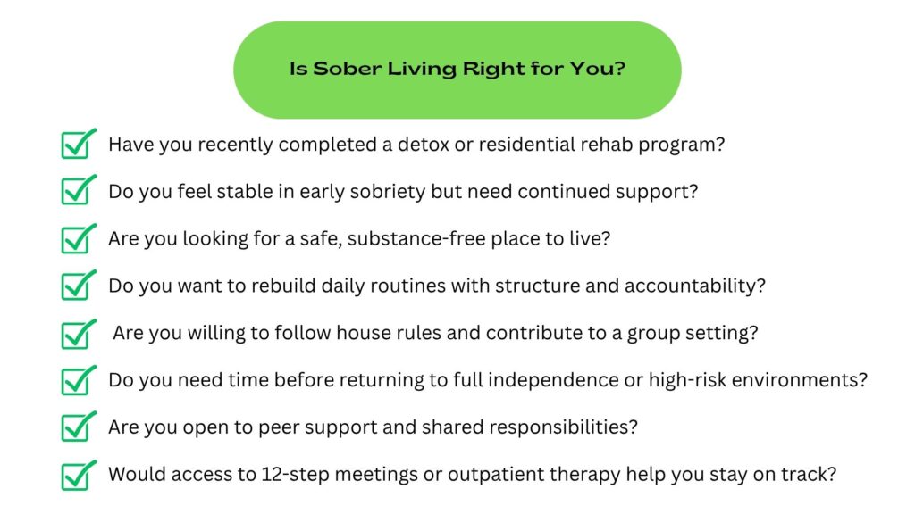 Questions to determine readiness for a sober living environment

